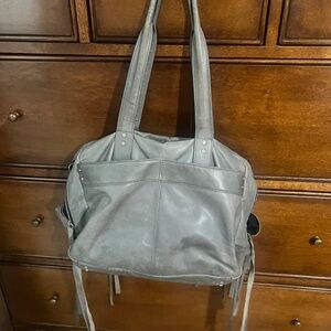 Used Gray Alexander McQueen Large Duffel Style Zip Around Satchel Purse
